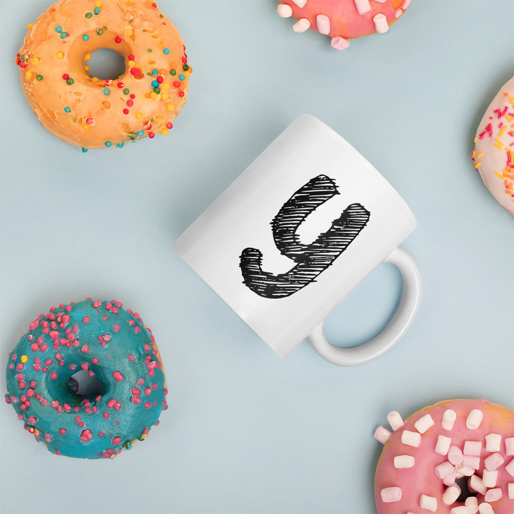 NEOKLASSISCHER BUCHSTABEN "Y" Weiße, glänzende Tasse