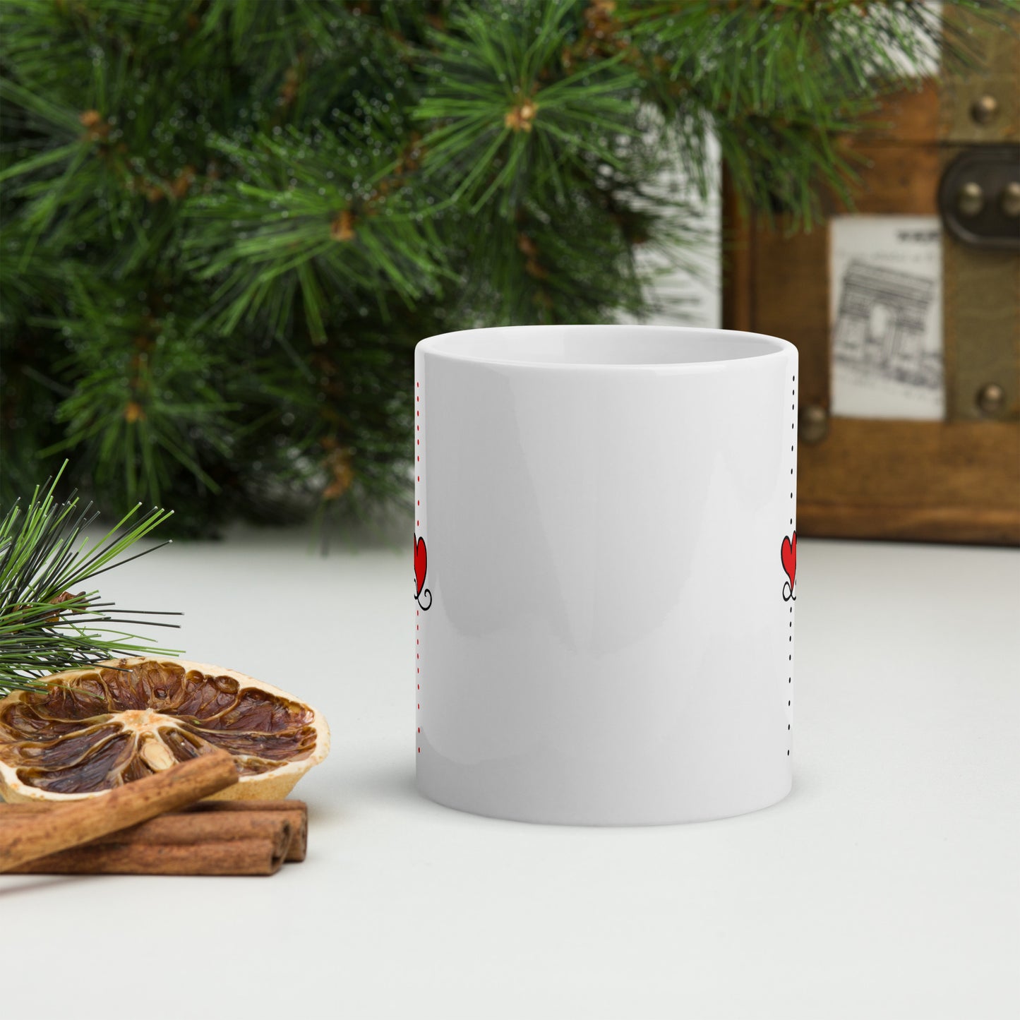 "SPECIALS_HERZ" Weiße, glänzende Tasse Nr6