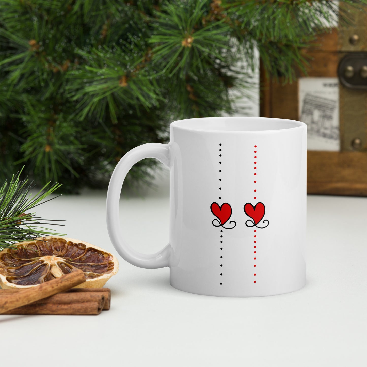"SPECIALS_HERZ" Weiße, glänzende Tasse Nr6