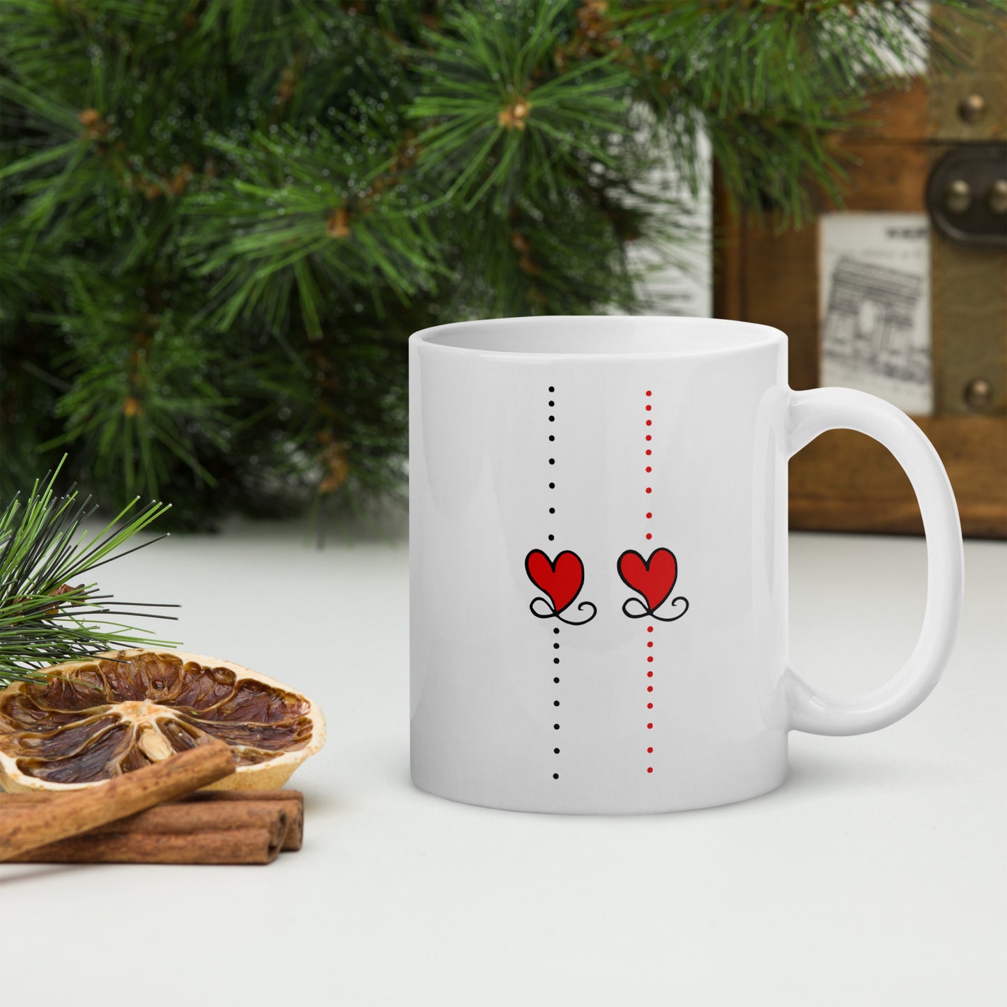 "SPECIALS_HERZ" Weiße, glänzende Tasse Nr6