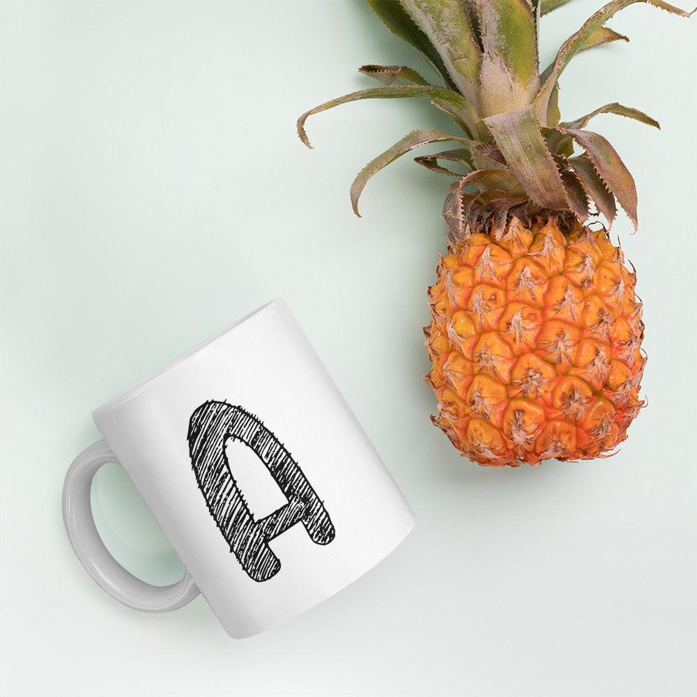 NEOKLASSISCHER BUCHSTABEN "A" Weiße, glänzende Tasse