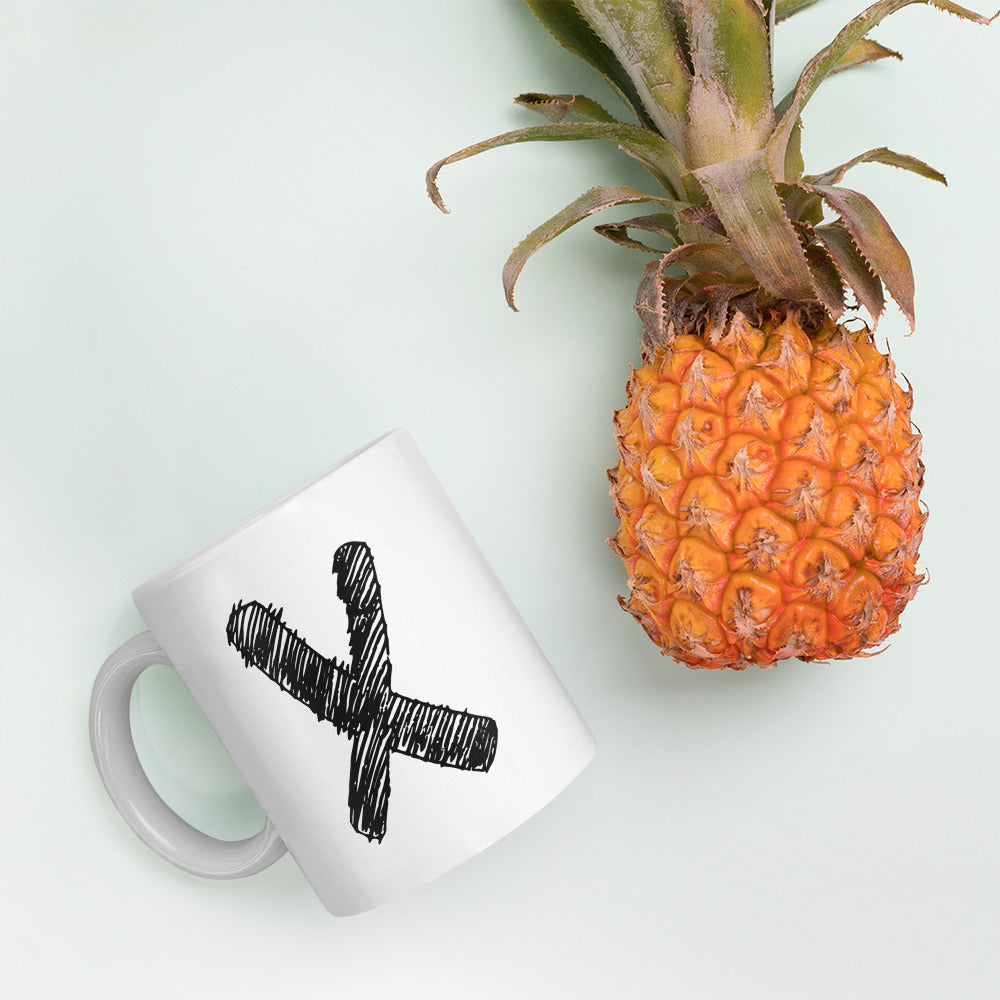 NEOKLASSISCHER BUCHSTABEN "X" Weiße, glänzende Tasse