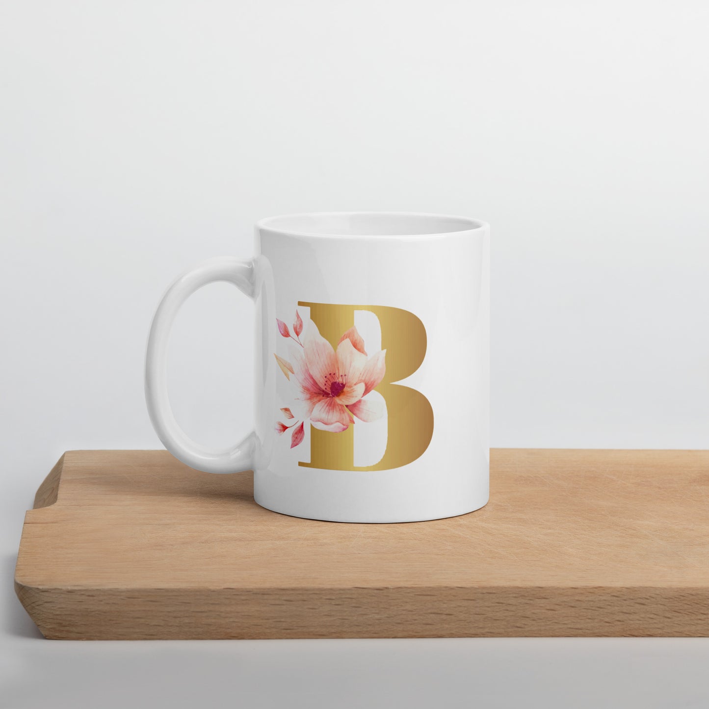 Tasse mit Buchstabe | Tasse personalisiert | B | Weiße, glänzende Tasse