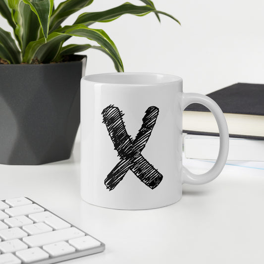 NEOKLASSISCHER BUCHSTABEN "X" Weiße, glänzende Tasse