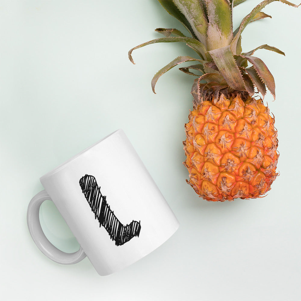 NEOKLASSISCHER BUCHSTABEN "L" Weiße, glänzende Tasse