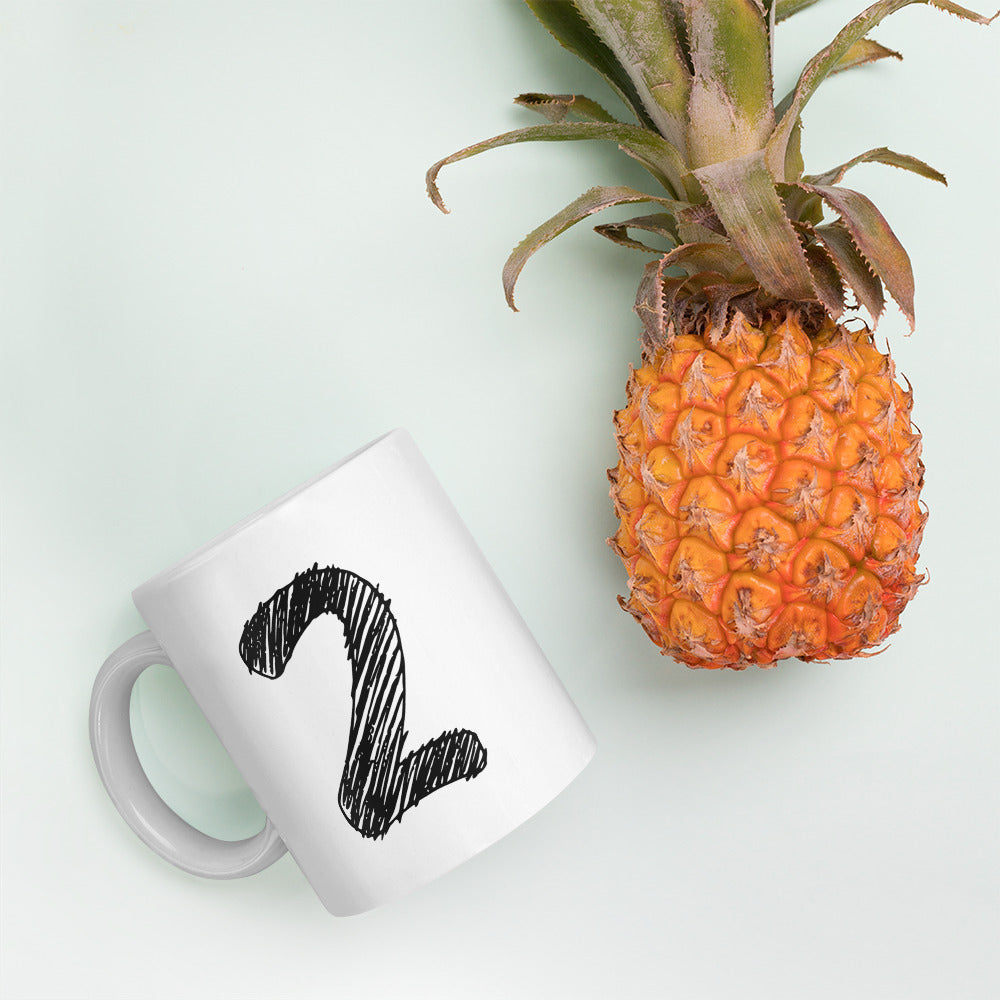 NEOKLASSISCHER BUCHSTABEN "Z" Weiße, glänzende Tasse